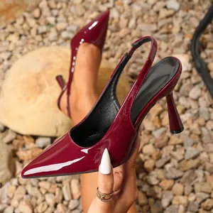 Vrouwen Spits Toe Slingback High Heels Elegante Lakleer Stiletto Pumps Voor Bruiloft Feest Kantoor Dame Schoenen