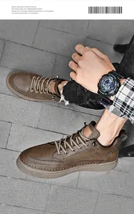 Handgefertigte Herren-Freizeitschuhe aus braunem Softleder mit dicker Sohle