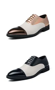 Dettagli di eleganti scarpe Oxford da uomo bicolore e tricolore in pelle traforata di qualità