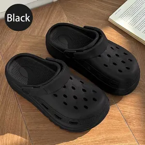 Non-slip black EVA clogs with breathable hole design for men and women