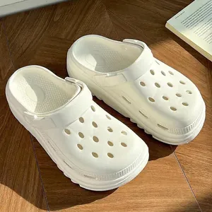Classic white EVA clog sandals with anti-slip soles and breathable hole design for adults