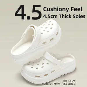 Premium white EVA garden clogs featuring 4.5cm thick non-slip platform soles for men and women