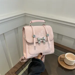 Koreanische Ästhetik Schmetterlingsschleife Kleiner Quadratischer Rucksack Für Damen Kunstleder Multifunktionale Schultertasche