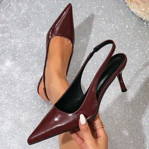 Dames Lakleer Sandalen met Hoge Hakken Spitse Neus Stiletto Pumps Voor Kantoor Banket Feest Elegante Jurk Schoenen