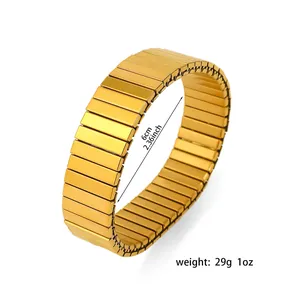 Dehnbares Armband aus goldfarbenem Titanstahl im Uhrenarmband-Stil, 6 cm Durchmesser