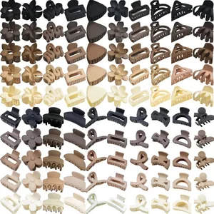 Comprehensive collection of matte hair claw clips in various neutral coffee colors
