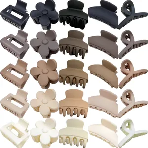 Set of 25 matte hair claw clips in various shapes and milk coffee gradient colors