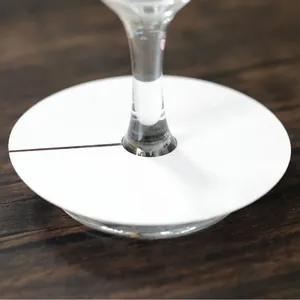 Segnaposto circolare bianco vuoto per stelo di bicchiere da vino matrimonio tag nome