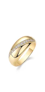 Close-up of a gold-plated S925 silver ring with a row of seven Moissanite stones.