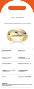 Spécifications détaillées de la bague en argent S925 plaqué or avec moissanite