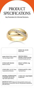 Detailed specifications of gold-plated S925 silver Moissanite ring for women