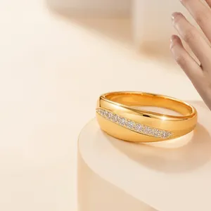 Elegant 18K gold-plated S925 silver ring set with seven sparkling moissanite stones