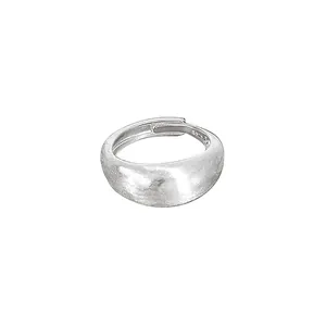 Minimalist S925 sterling silver wide band ring featuring a premium brushed matte finish.
