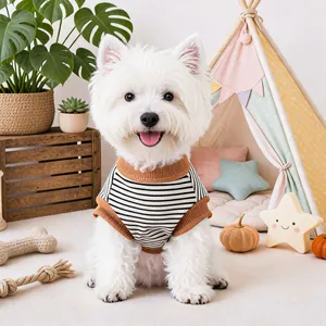 Retro striped cotton pet vest for small dogs and cats cozy summer puppy clothes