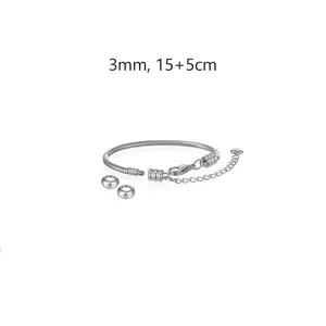 Bracciale catena serpente DIY 3mm in acciaio inox con estensione 15+5cm e perline.