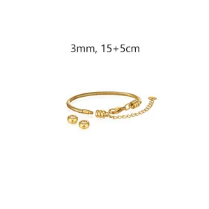 Dettaglio bracciale a catena serpente in acciaio dorato da 3mm, lunghezza 15+5cm