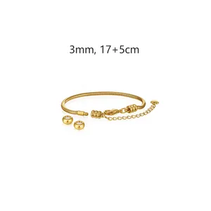 Bracciale a catena serpente in acciaio inossidabile dorato per perline