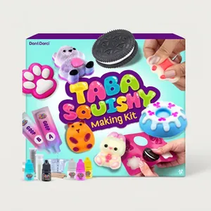Complete DIY squishy making kit for kids featuring colorful animal and dessert molds