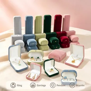 Premium multi-color matte velvet jewelry storage boxes for rings, earrings and necklaces.