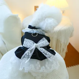 Elegantes Samt Haustier Hundekleid Palast Prinzessin Kostüm Mit Schleife Bestickte Welpen Katzen Kleidung Hochzeit Party