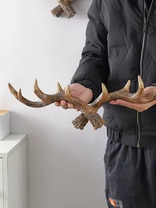 Rustic American style vintage faux deer antler decorative wall hooks for coats and keys