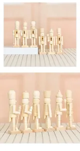 Set van 6 onbeschilderde houten notenkrakers van 13cm voor DIY kerstknutselen