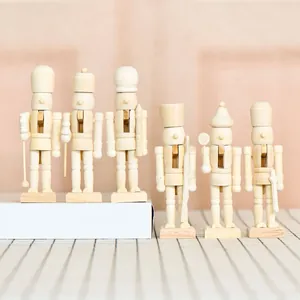 Set van 6 onbeschilderde houten notenkrakers van 13 cm voor kerstknutselen en schilderen