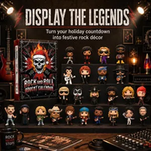 Ημερολόγιο Advent rock and roll με φιγούρες θρυλικών αστέρων της μουσικής σε διακόσμηση