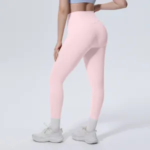 Leggings yoga rosa a vita alta con effetto push-up per fitness e pilates sportivo