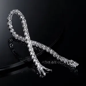 Luxury sparkling 18K gold plated zircon tennis bracelet with full round stone setting