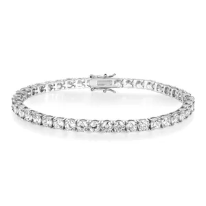 Classic Tennis Bracelet Copper 18K White Gold Plated AAA Zircon Sparkling Hip Hop Jewelry Men Women