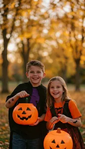 Happy children showing waterproof Halloween cartoon glow-in-the-dark tattoo stickers