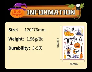 Detail of Halloween luminous temporary tattoos for kids featuring pumpkin and ghost designs