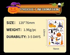 Detail of Halloween luminous temporary tattoos for kids featuring pumpkin and ghost designs