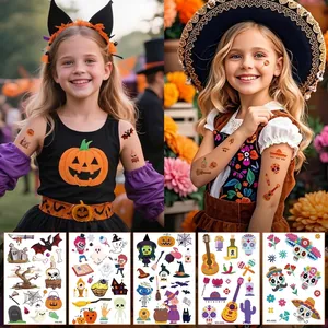 Halloween Luminous Temporary Tattoo Stickers Glow In The Dark Waterproof Cartoon Pumpkin Ghost Party Favors For Kids