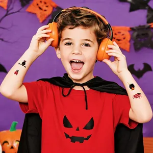 Pegatinas de tatuajes luminosos de Halloween para niños, resistentes al agua y lindos
