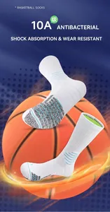Chaussettes de basketball mi-mollet antibactériennes avec semelle rembourrée pour le sport