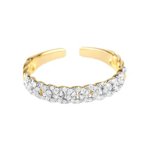 925 Sterling Silver Open Ring Twisted Chain Micro Pave White Zircon Adjustable Light Luxury Elegant Jewelry For Women