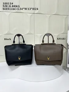 Commuter microfiber leather tote bags in black and khaki shown with size specifications