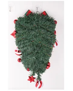 Décoration de Noël artificielle en PVC avec boules rouges et nœud écossais élégant