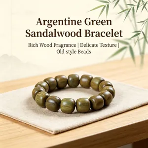 Hochwertiges Armband im alten Stil aus natürlichen argentinischen grünen Sandelholzperlen