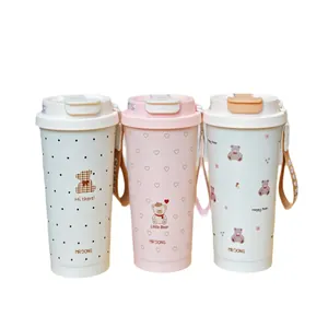 Set mit drei niedlichen Bären-isolierten Edelstahl-Kaffeebechern mit Tragegurt