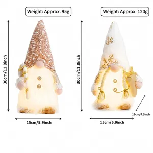 Light-up Christmas plush gnomes with sequins for holiday window decor