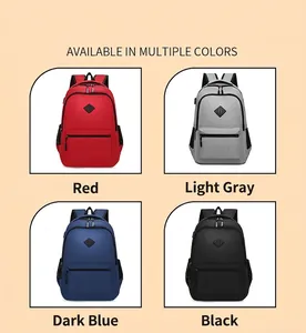 Vue détaillée montrant les options de couleurs rouge, gris, bleu et noir pour ce sac.