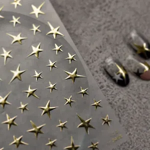 Adesivi per unghie Tomoni in rilievo con stelle dorate per nail art 3D professionale