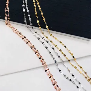 Collier Chaîne à Lèvres en Argent Sterling S925 Chaîne de Clavicule à Paillettes Scintillantes Minimaliste Bijoux Femme Réglable