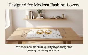 Chunky 18K gold-plated stainless steel hoop earrings displayed on a designer's desk