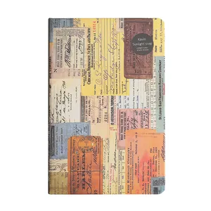 A5 European vintage style notebook with an artistic document collage cover design