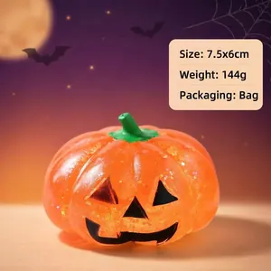 Glitter Jack-o'-lantern squishy stress relief toy, 7.5x6cm size Halloween gift