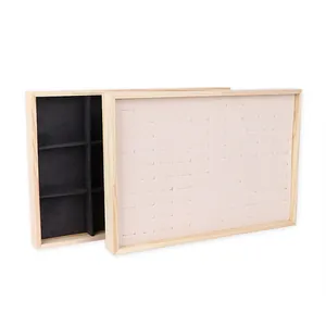 Plateau de présentation en bois naturel pour bagues et boucles d'oreilles de luxe